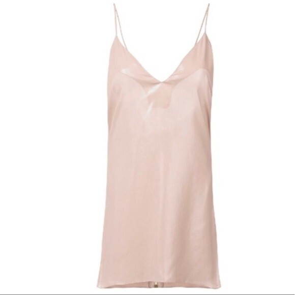 Balmain Women's Size 6 Iridescent Pink Gold Exposed Zipper Deep V-Neck Cami Top - Picture 3 of 9